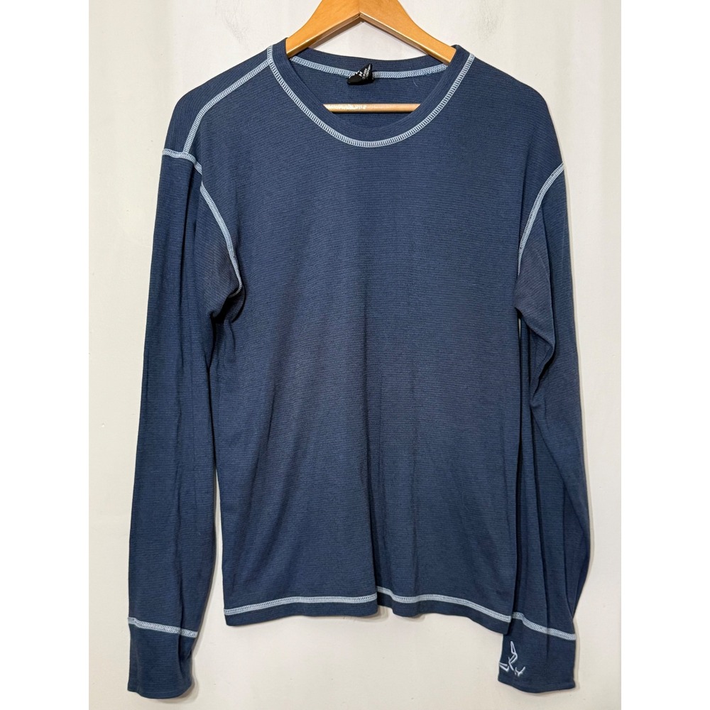 VTG Prana Mens Blue Pima Cotton Alpaca Blend Long Sleeve Crew Neck Shirt M USA